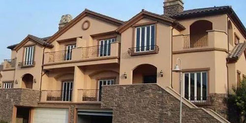 在農(nóng)村小別墅用真石漆裝修外墻，效果圖美絕了